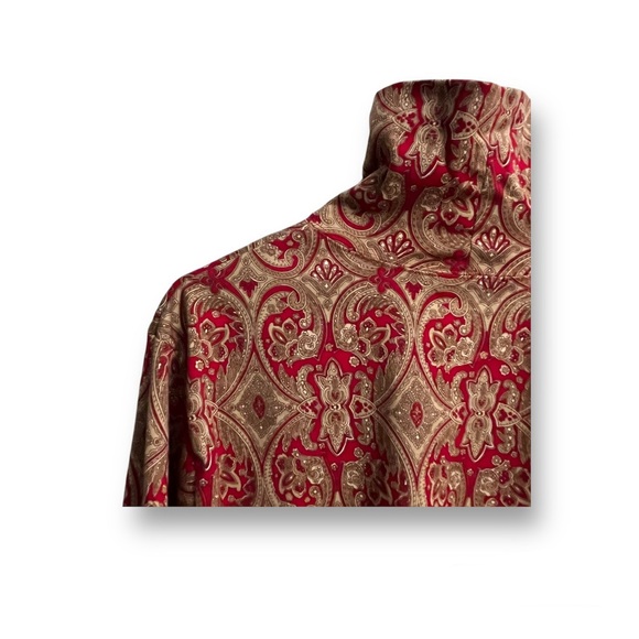 Hunt Club Paisley Turtleneck Red & Tan Festive Print 100% Cotton ~ Perfect NWOT - Picture 1 of 12